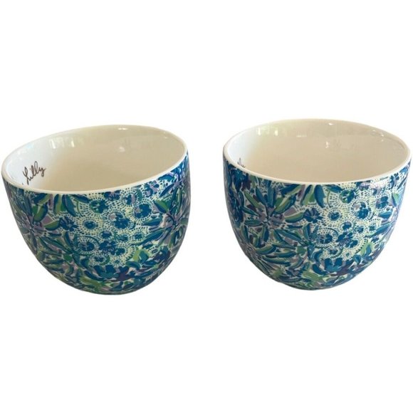 Lilly Pulitzer “Lion Around” Blue Print Mug Gold Handle set Of 2 - Picture 5 of 8